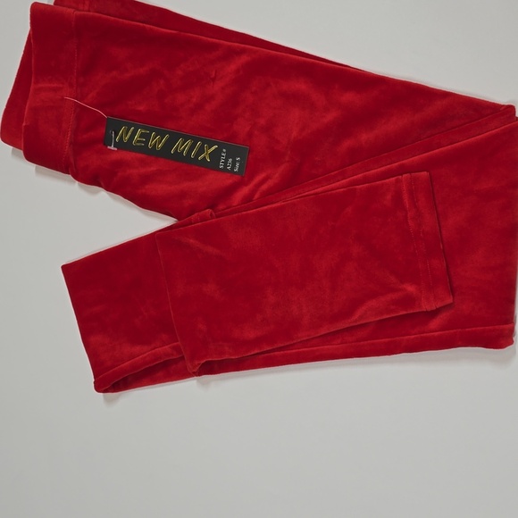 Red Velour Leggings - Picture 13 of 13